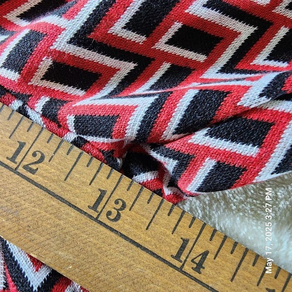 Asos Design Women's Pants Sz 6 Red Black Geometric Pattern Flare Bottom Stretch - Picture 11 of 13